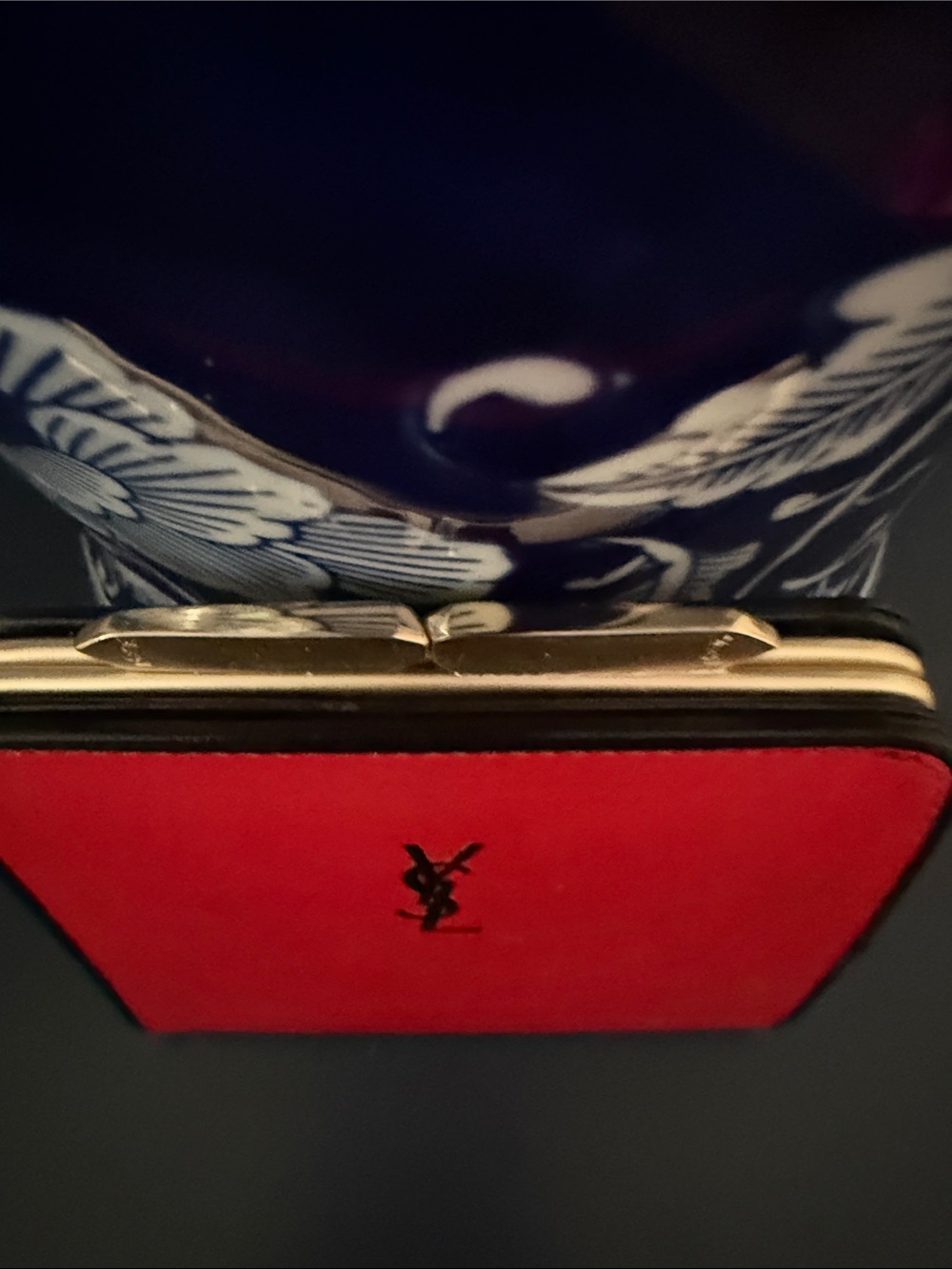 Yves Saint Laurent Red Leather Small Wallet with Black YSL Logo - Picture 4 of 5